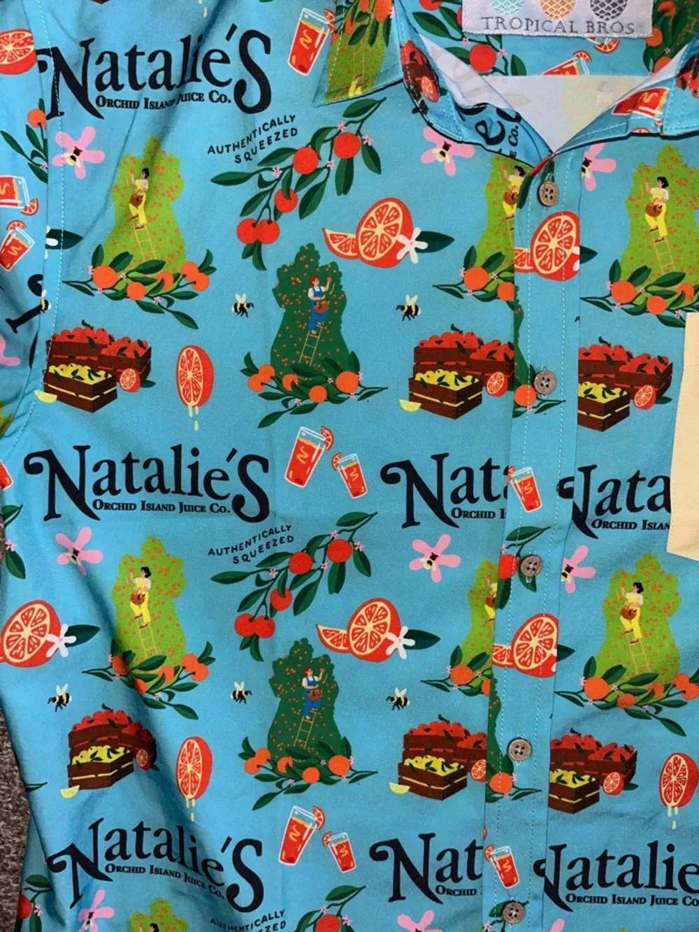 Tropical Bros Hawaiian Shirt Natalie’s Orchard Island Juice Large New - Picture 4 of 5